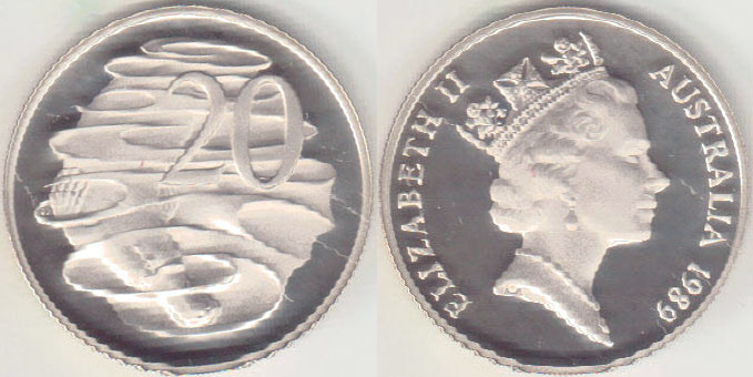 1989 Australia 20 Cents (Platypus) Mint Sets only Proof A004541
